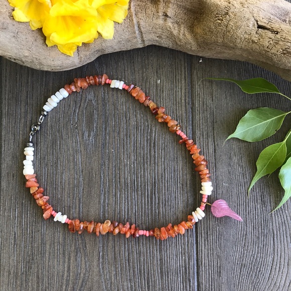 🍋🌿Handmade Blown Glass Rock Necklace🌿🍋 - Picture 2 of 7